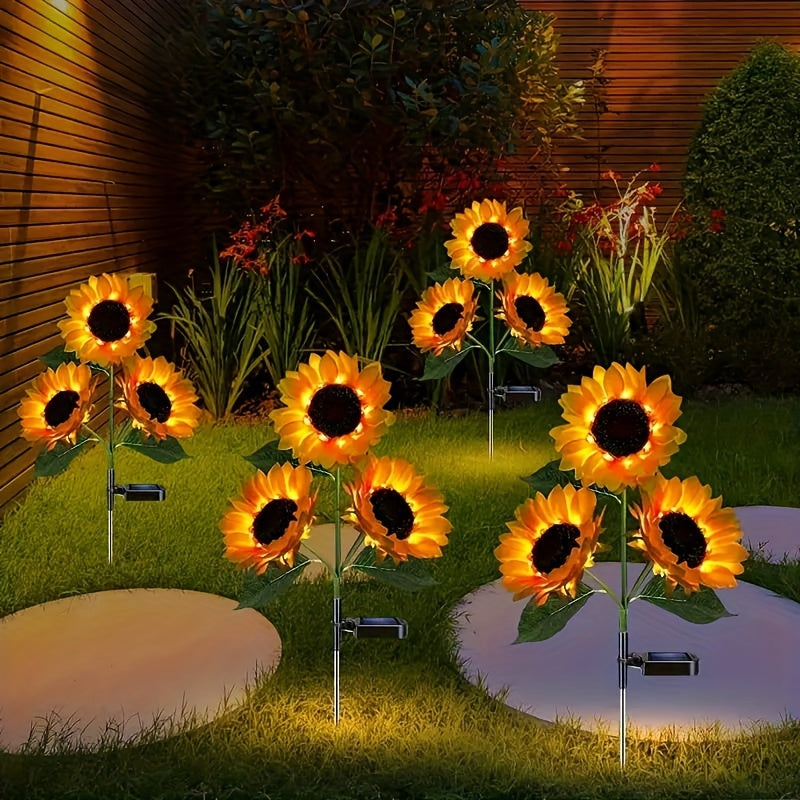 SolarBloom - Sunflower LED Garden Light with 3 Heads, Waterproof