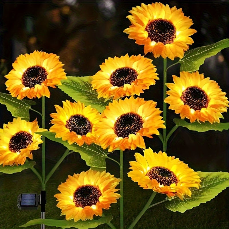 SolarBloom - Sunflower LED Garden Light with 3 Heads, Waterproof