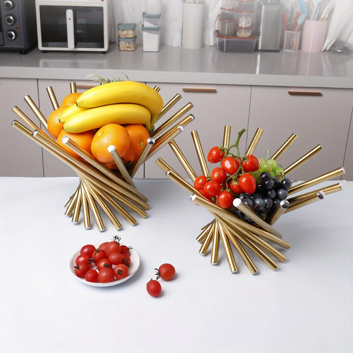 GoldServe-Fruitschaal - Luxe Roestvrijstalen Decoratieve Opbergkom
