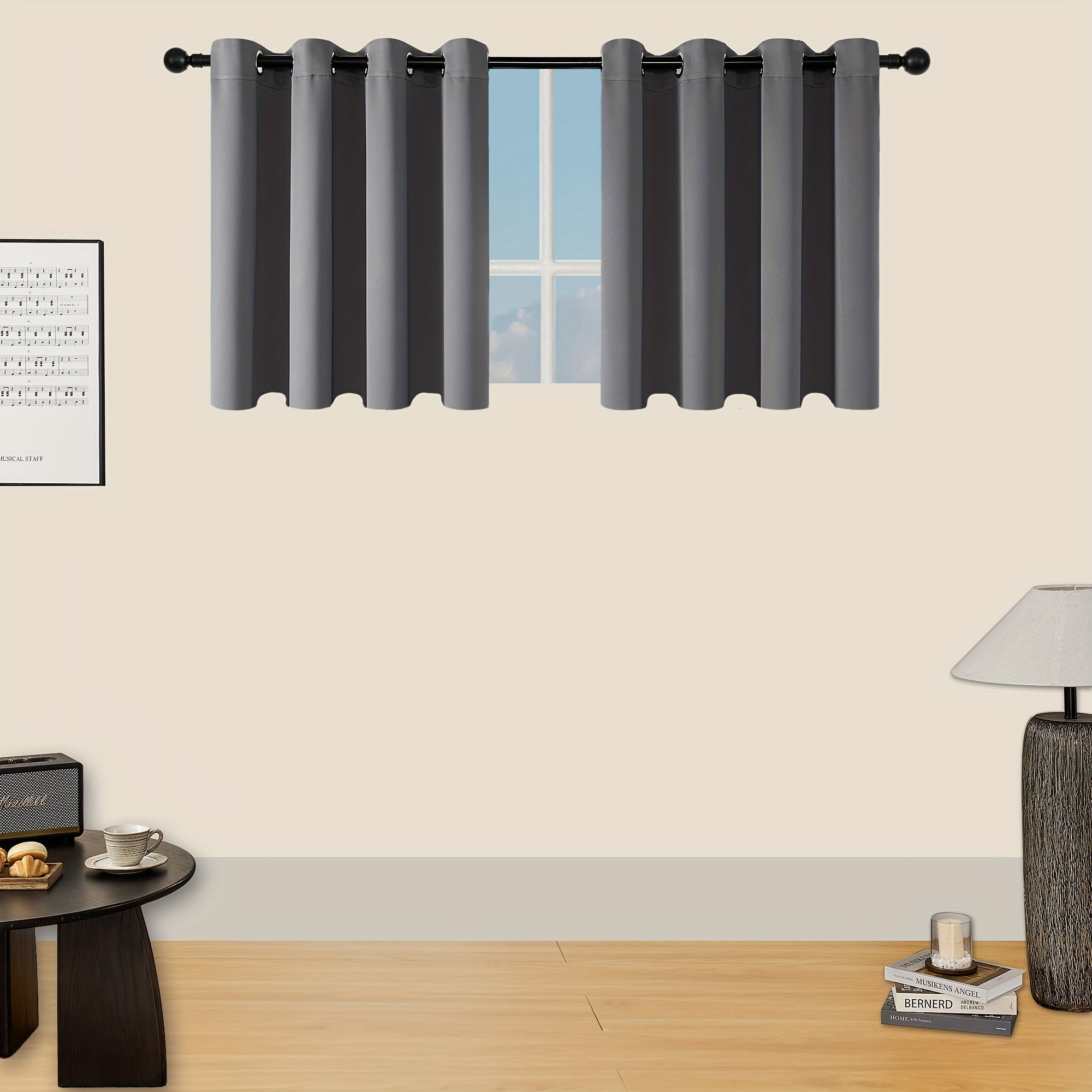 Tende Oscuranti - 2 Pezzi Tende Moderne in Poliestere con Isolamento Termico e Anelli