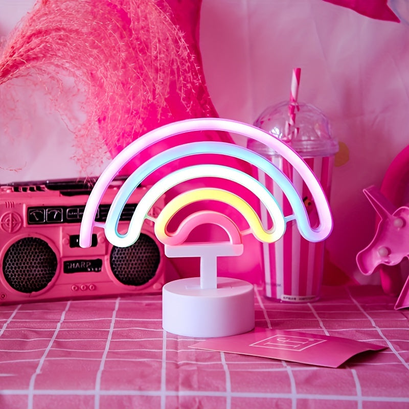 RainbowGlow - Cute Rainbow Neon Light with Lamp Base