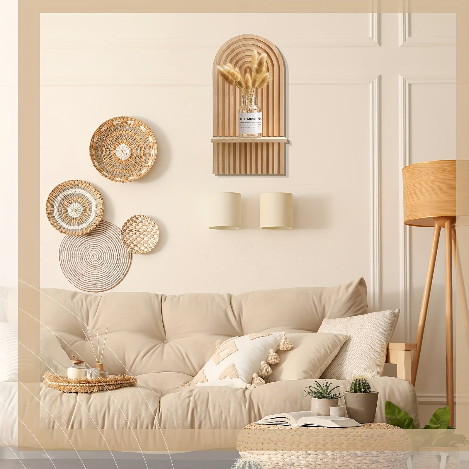 BohoRainbow - Boheemse Houten Regenboog Wandplank voor Decoratie en Opslag