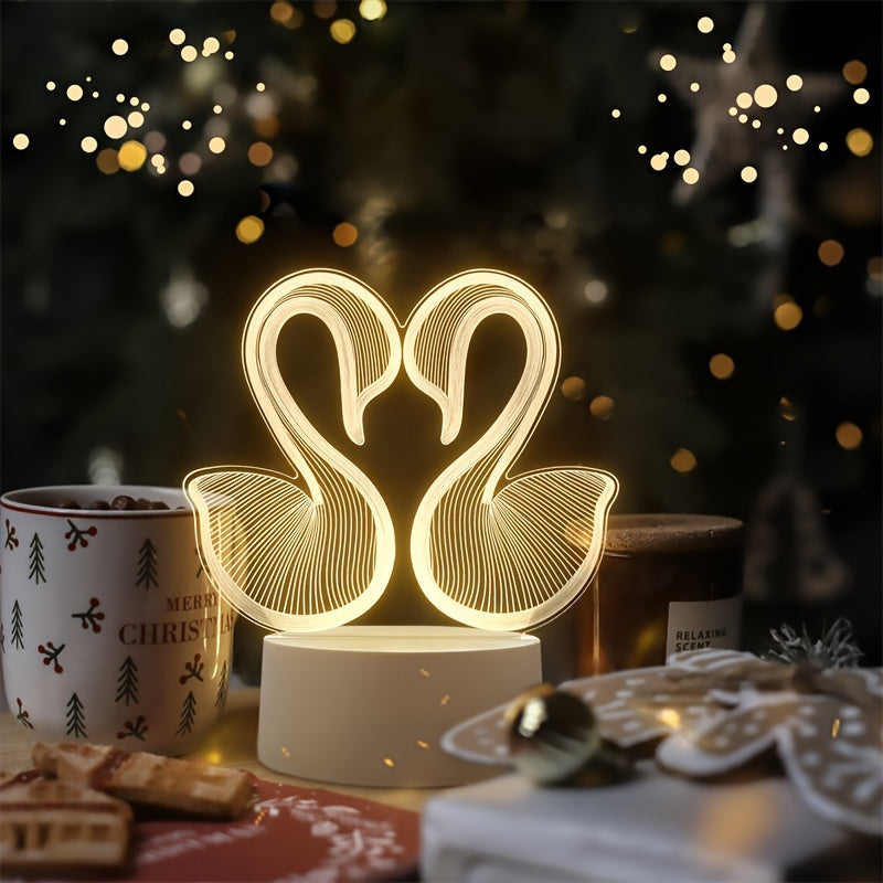 SwanLight - Candeeiro de Mesa 3D LED com Estrutura de Acrílico