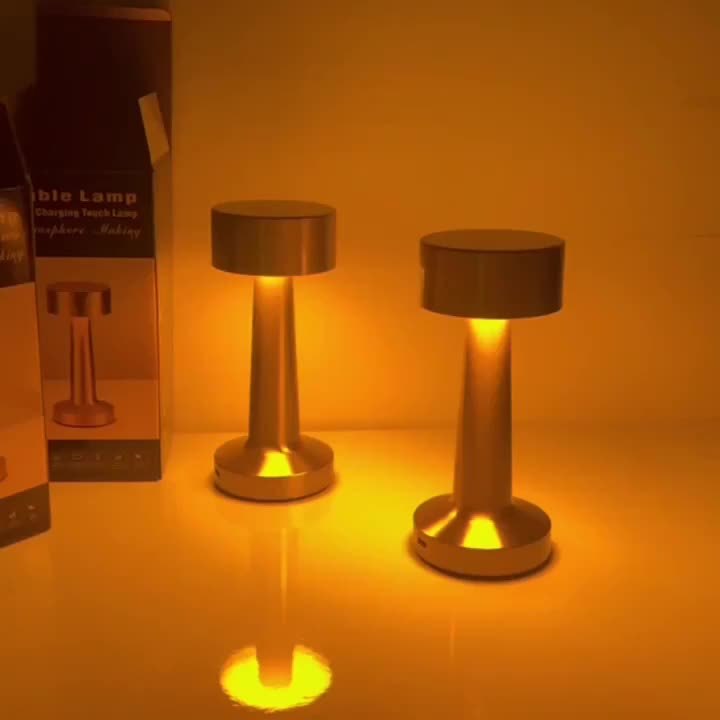 LuxeGlow - Lámpara de mesa inalámbrica de 3 colores con atenuación táctil