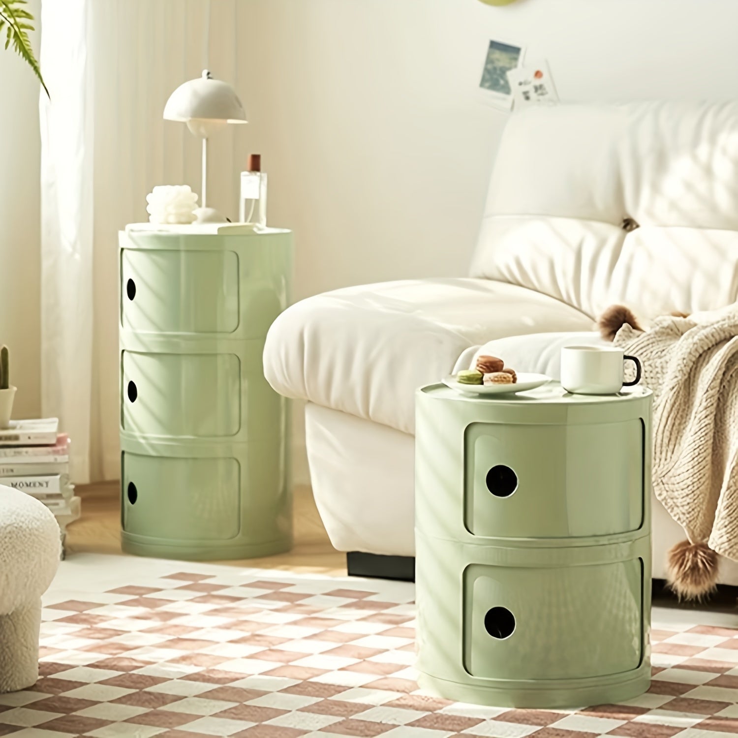 Comodino Rotondo – Mobiletto Bianco per Riporre