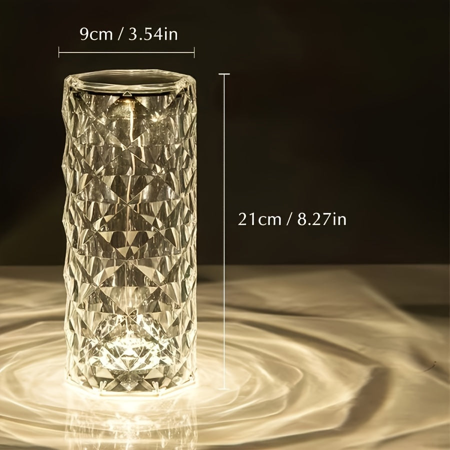 CrystalBloom - Adjustable RGB Table Lamp with USB Rechargeable Lithium Battery and Flower Pattern