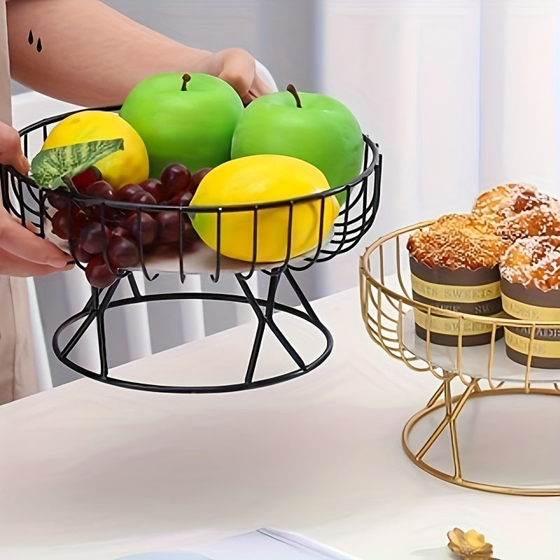 MarbleServe-Fruitkom - Geometrisch Metalen Serveerschaal met Marmeren Voet