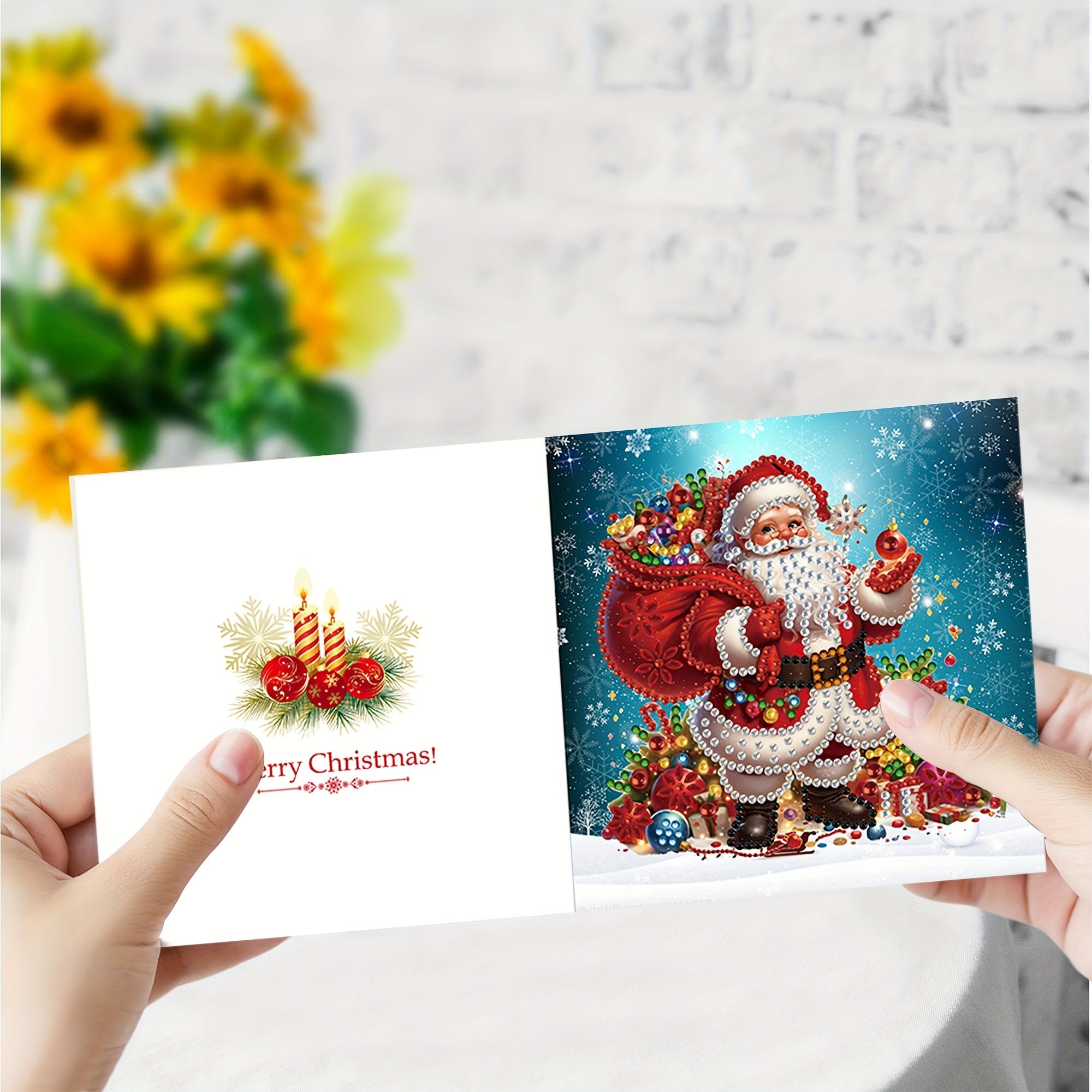 Kit de pintura de diamantes de 12 piezas - Tarjetas de saludo navideñas de Santa Claus con diseños únicos, perfectas para enviar cálidos deseos a familiares y amigos