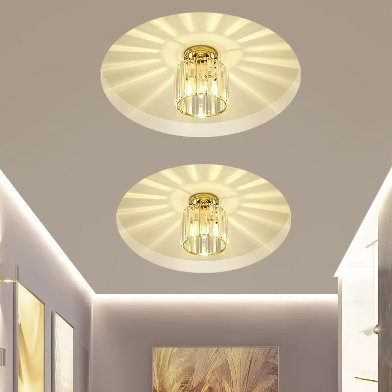 CrystalLuxe - Modern E27 LED Ceiling Lamp, Black Gold with Crystal Glass