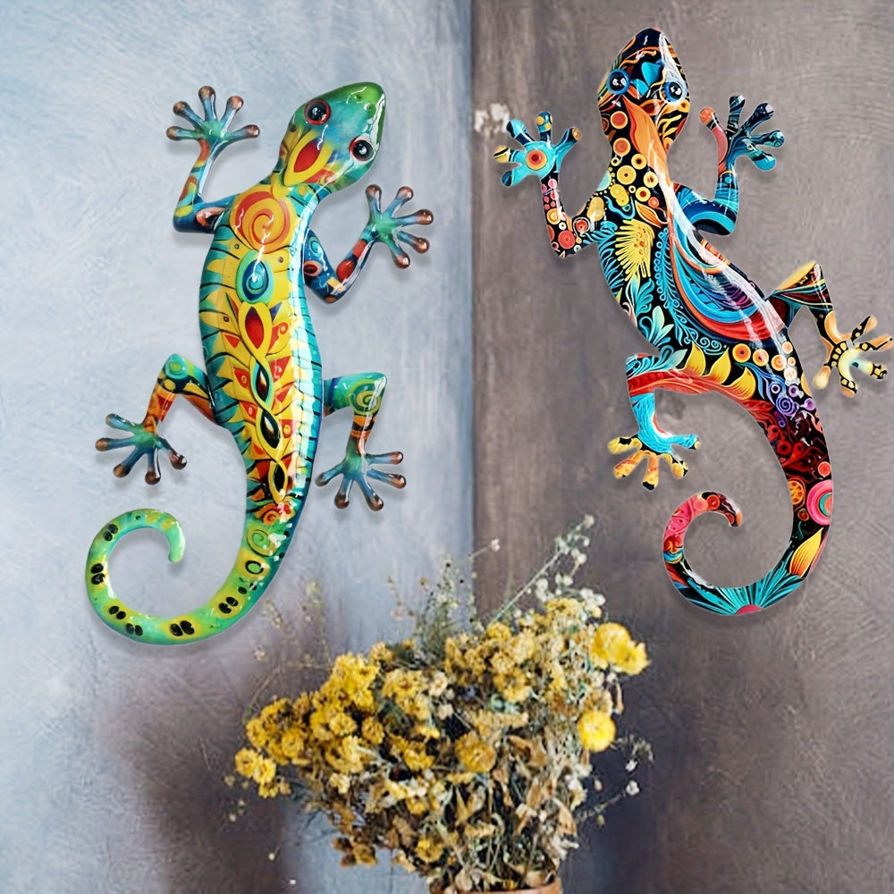 GekkoDecor - 2 stuks Grote Metalen Gekko Wanddecoratie