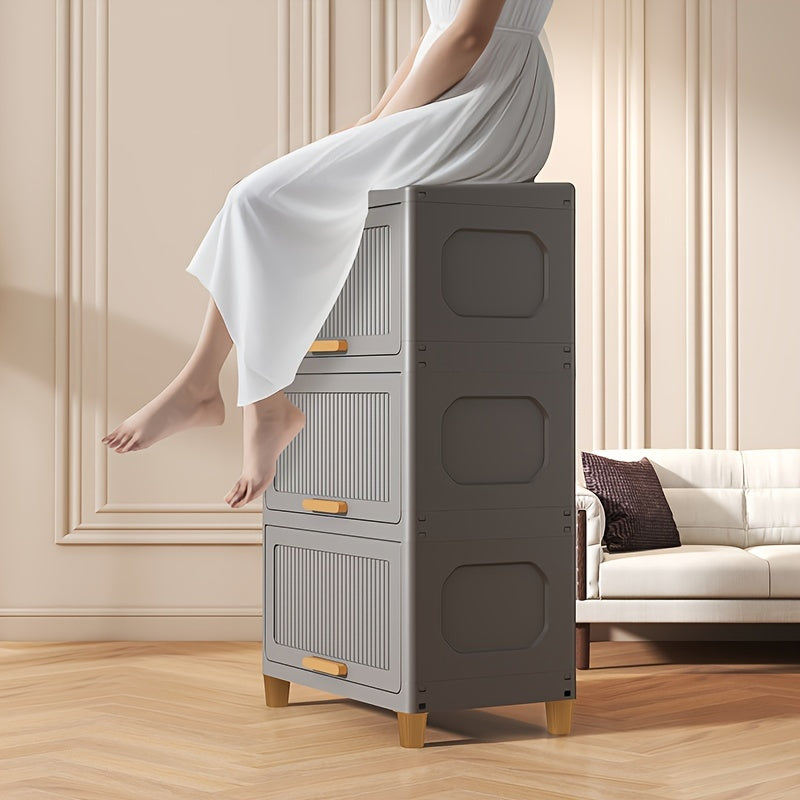 Armadietto Nero con Coperchio a Ribalta – Contenitore Rettangolare in Plastica Versatile per Casa, Cucina e Ufficio