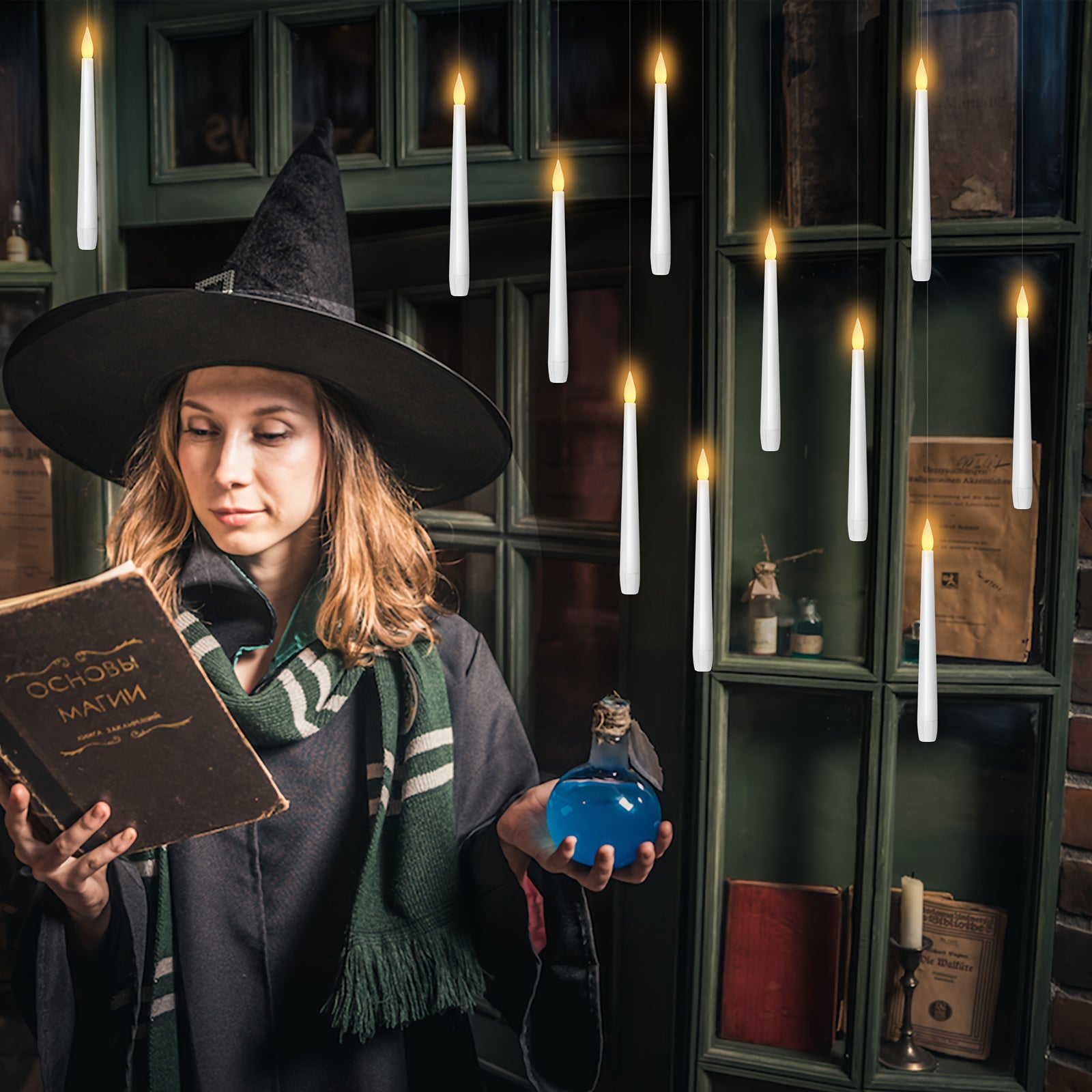 Set de 12 Velas LED Flotantes con Control Remoto – Alimentadas por Batería, Perfectas para Navidad, Halloween y Decoración del Hogar