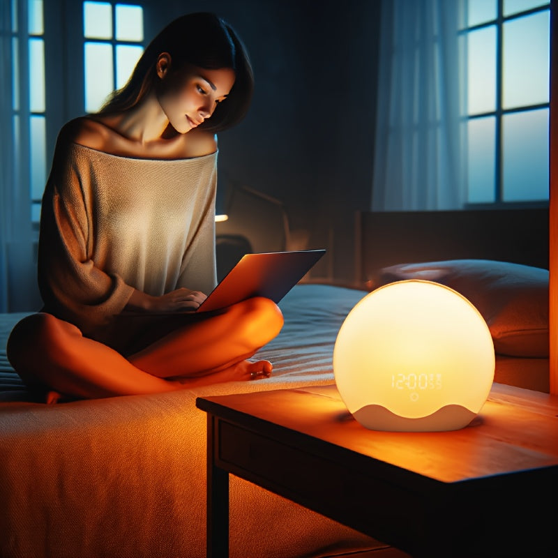 HaloRise - Lampada da comodino all'alba con controllo touch e luce notturna a 12 colori