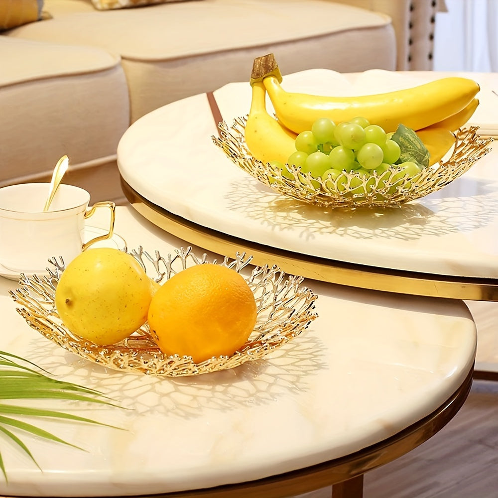 MetalServe-Koraal - Luxe Open Fruitkom voor Huisdecoratie, Salontafel & Eetkamer