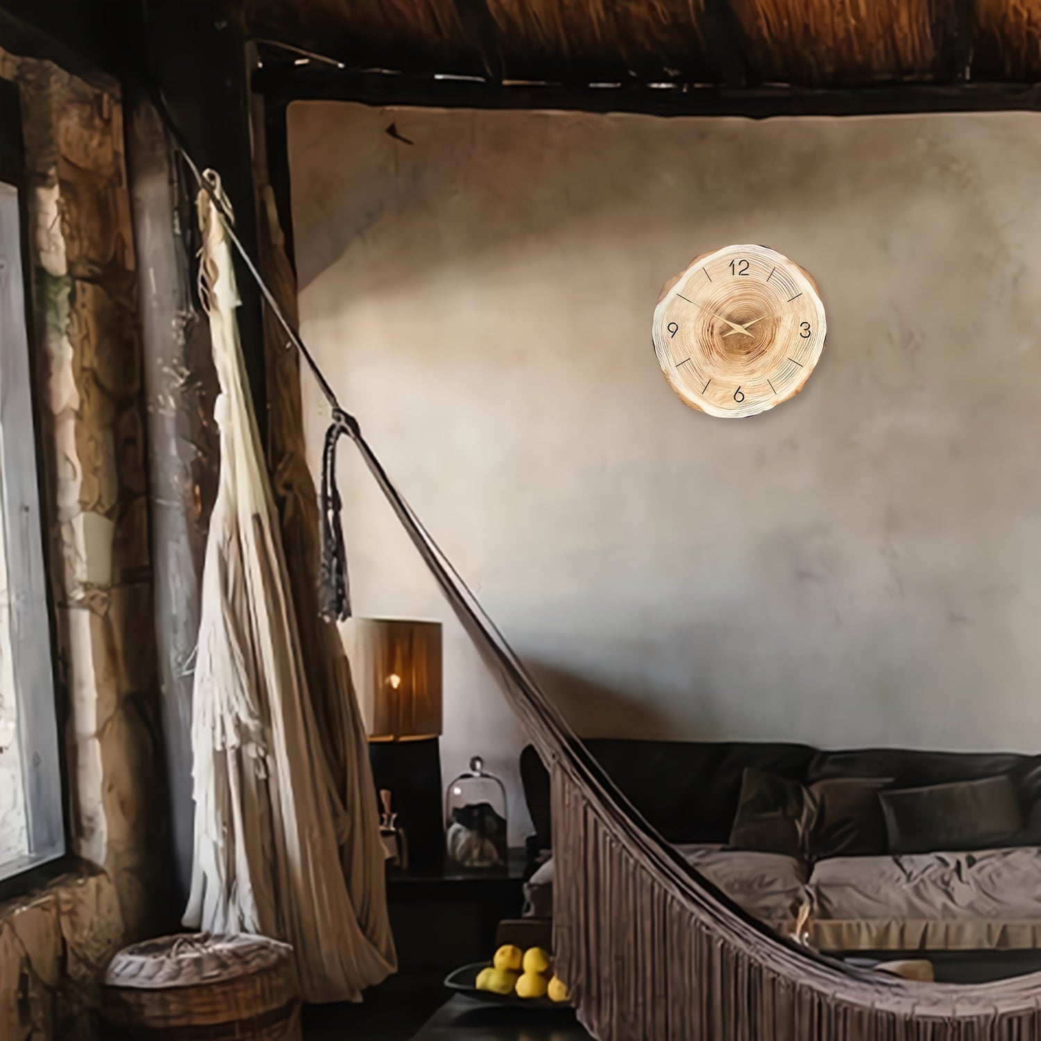 Stille Quartz Wandklok met Houten Frame