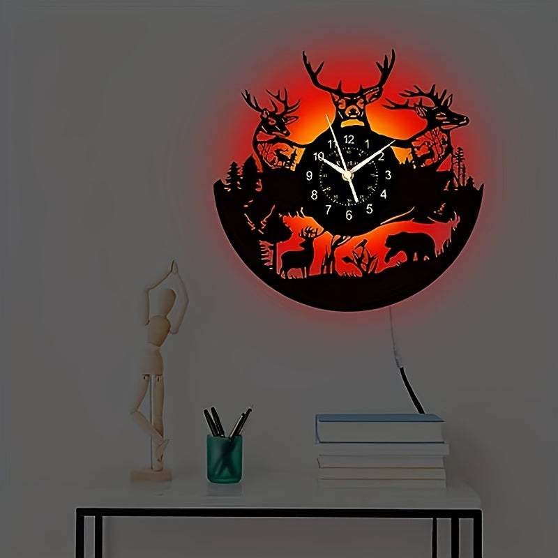 DeerGlow - Reloj de pared de vinilo Ciervo Silencioso