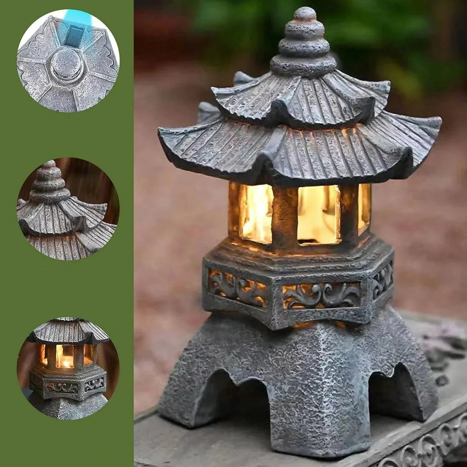 Japanese Garden Lantern – Weatherproof Solar LED Outdoor Lighting for Zen Gardens