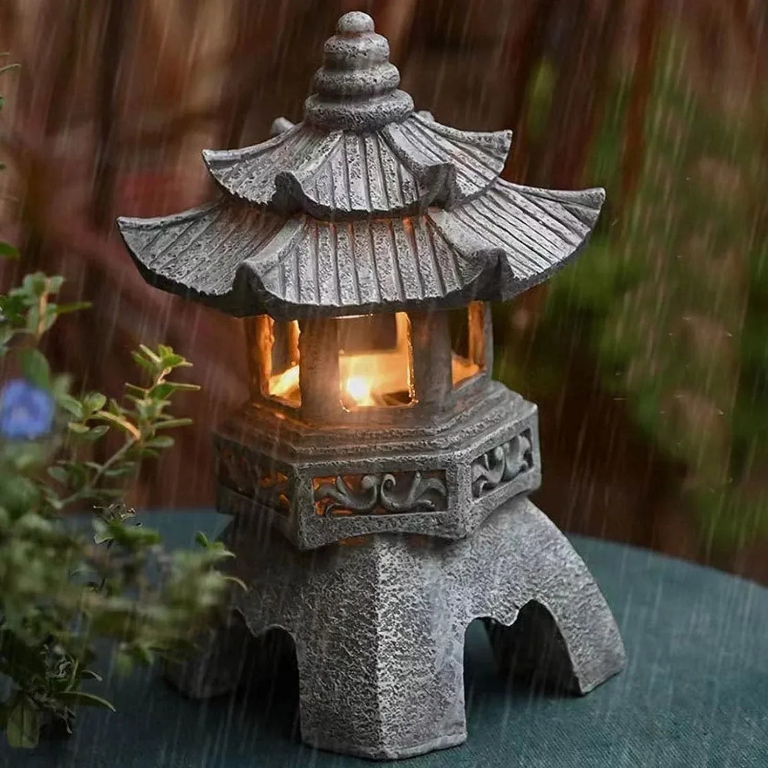 Japanese Garden Lantern – Weatherproof Solar LED Outdoor Lighting for Zen Gardens