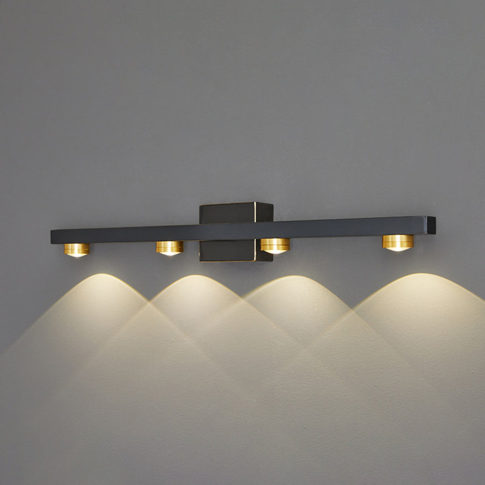 Freja - Lámpara de pared LED moderna, negro/dorado, baño, metal