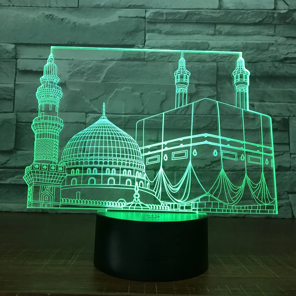 SpiritGlow - LED Tafellamp in Moskee Design, 3D Verlichting voor Spirituele Sfeer