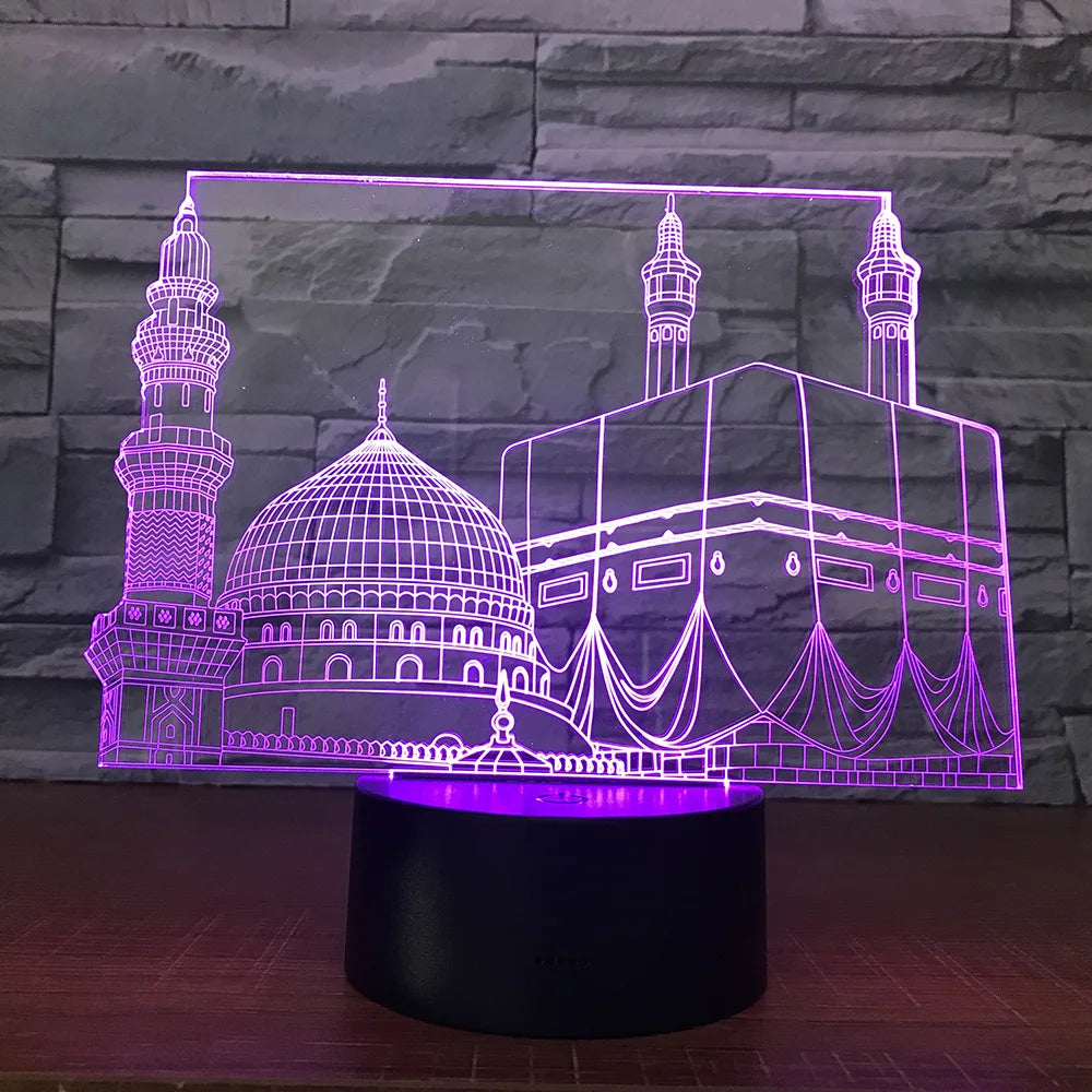 SpiritGlow - LED Tafellamp in Moskee Design, 3D Verlichting voor Spirituele Sfeer