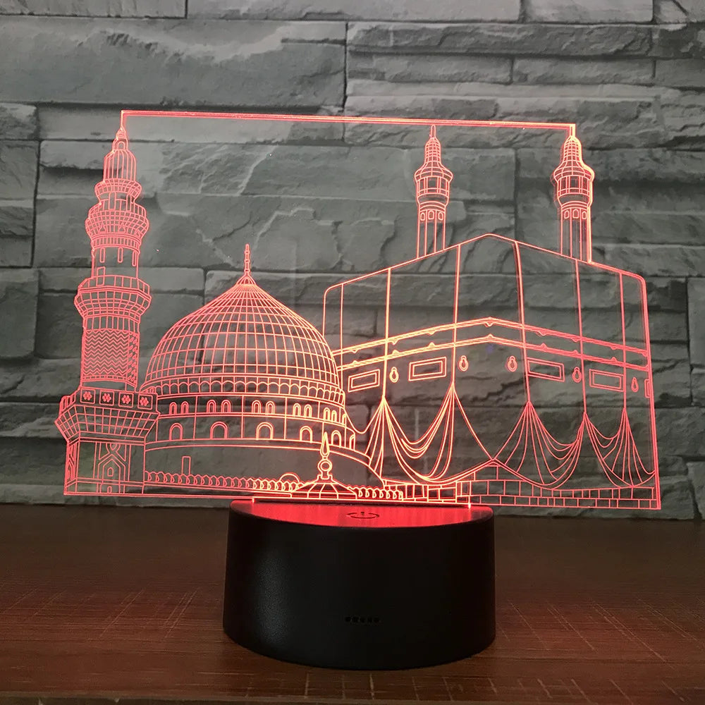 SpiritGlow - Candeeiro de Mesa LED em Design de Mesquita, Iluminação 3D para Ambiente Espiritual
