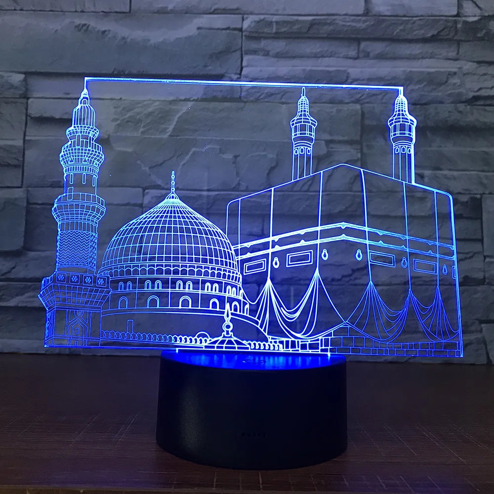 SpiritGlow - Candeeiro de Mesa LED em Design de Mesquita, Iluminação 3D para Ambiente Espiritual