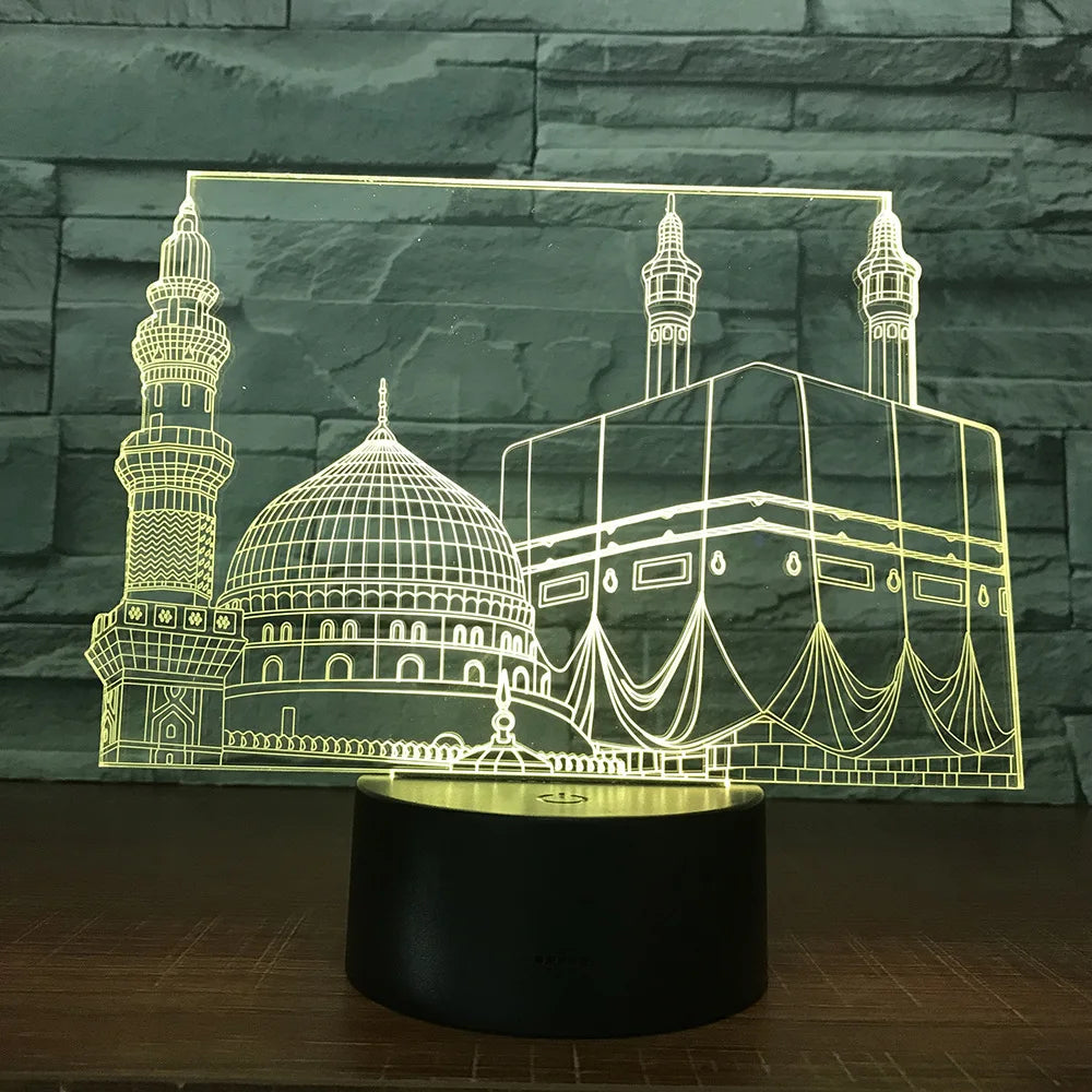 SpiritGlow - Candeeiro de Mesa LED em Design de Mesquita, Iluminação 3D para Ambiente Espiritual