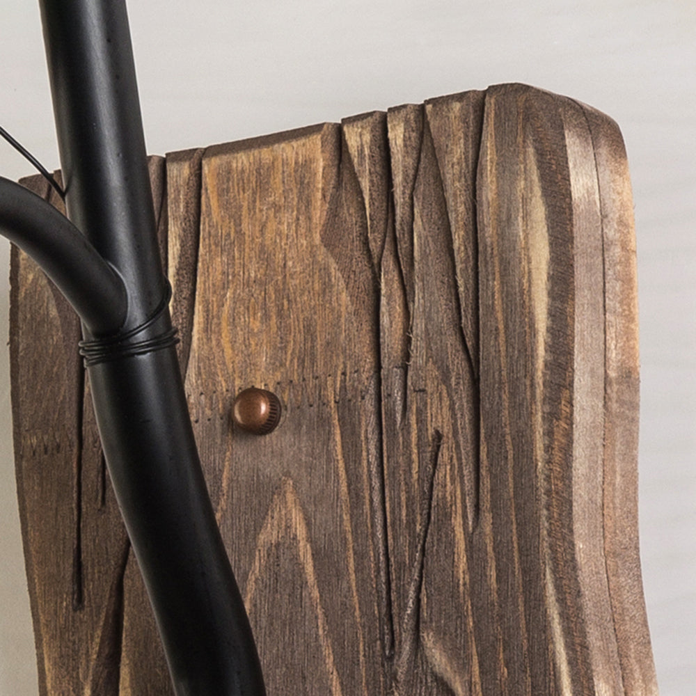 Vintage Lantaarn LED Wandlamp Zwart Slaap/Woonkamer Hout Metaal