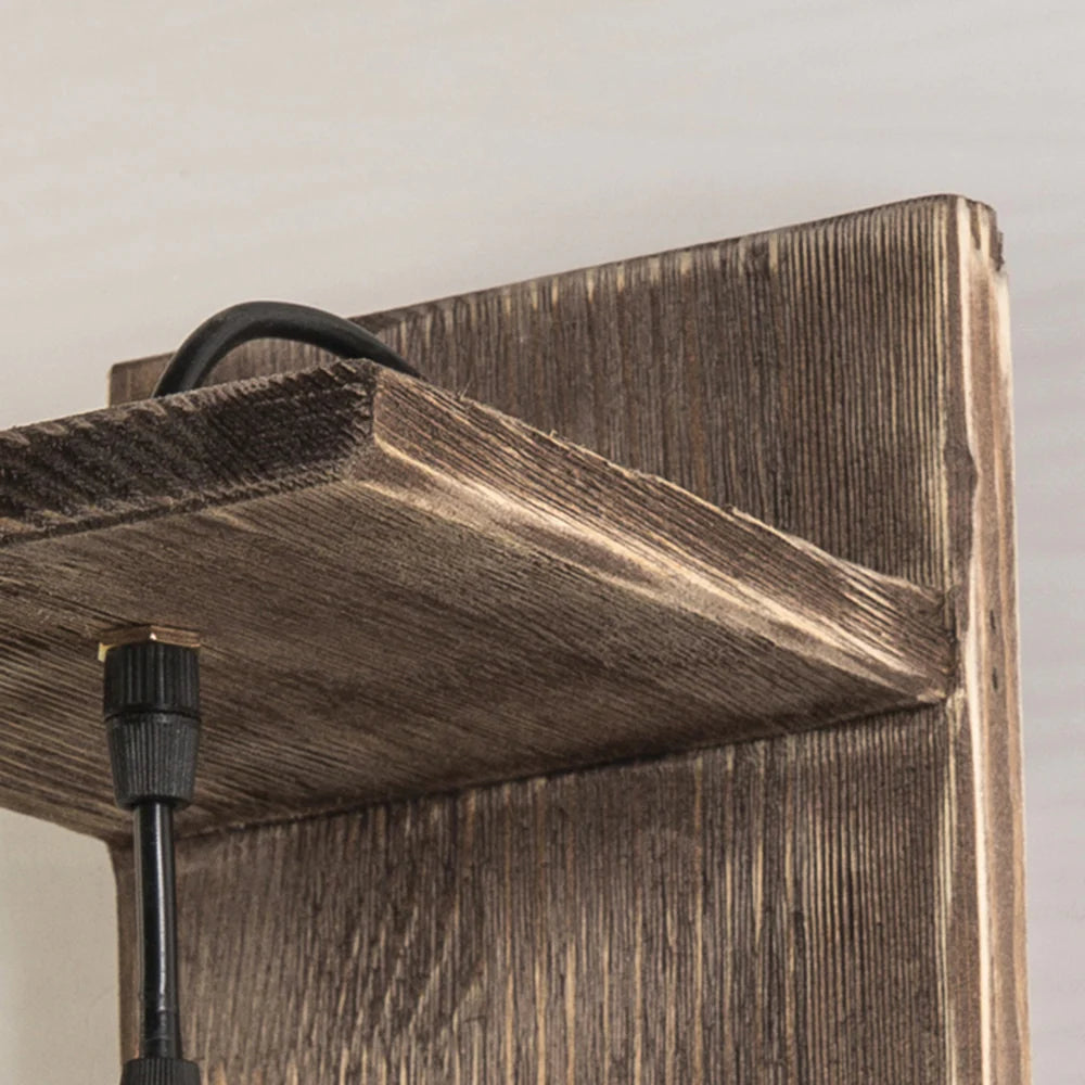 Lámpara de pared Heritage Lantaarn, dormitorio/salón, madera y metal