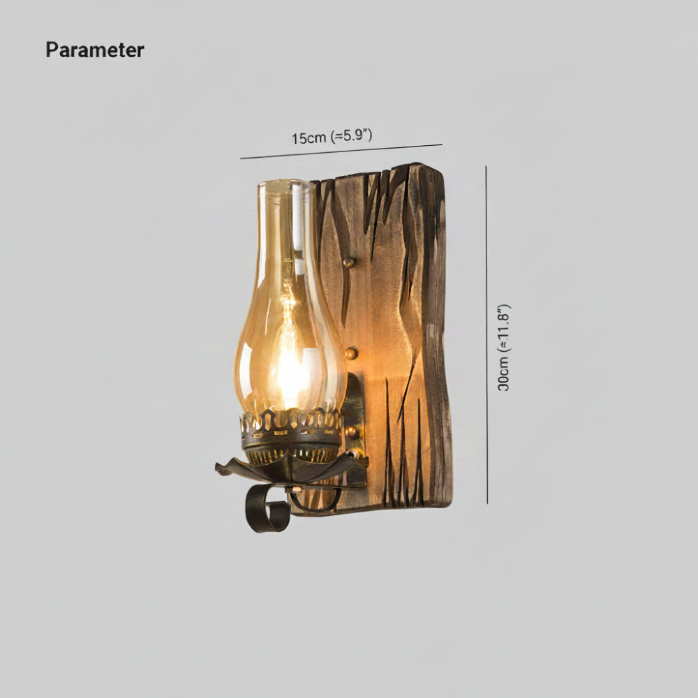 Candeeiro de parede vintage Austin LED para interior Sala de estar/Quarto Madeira