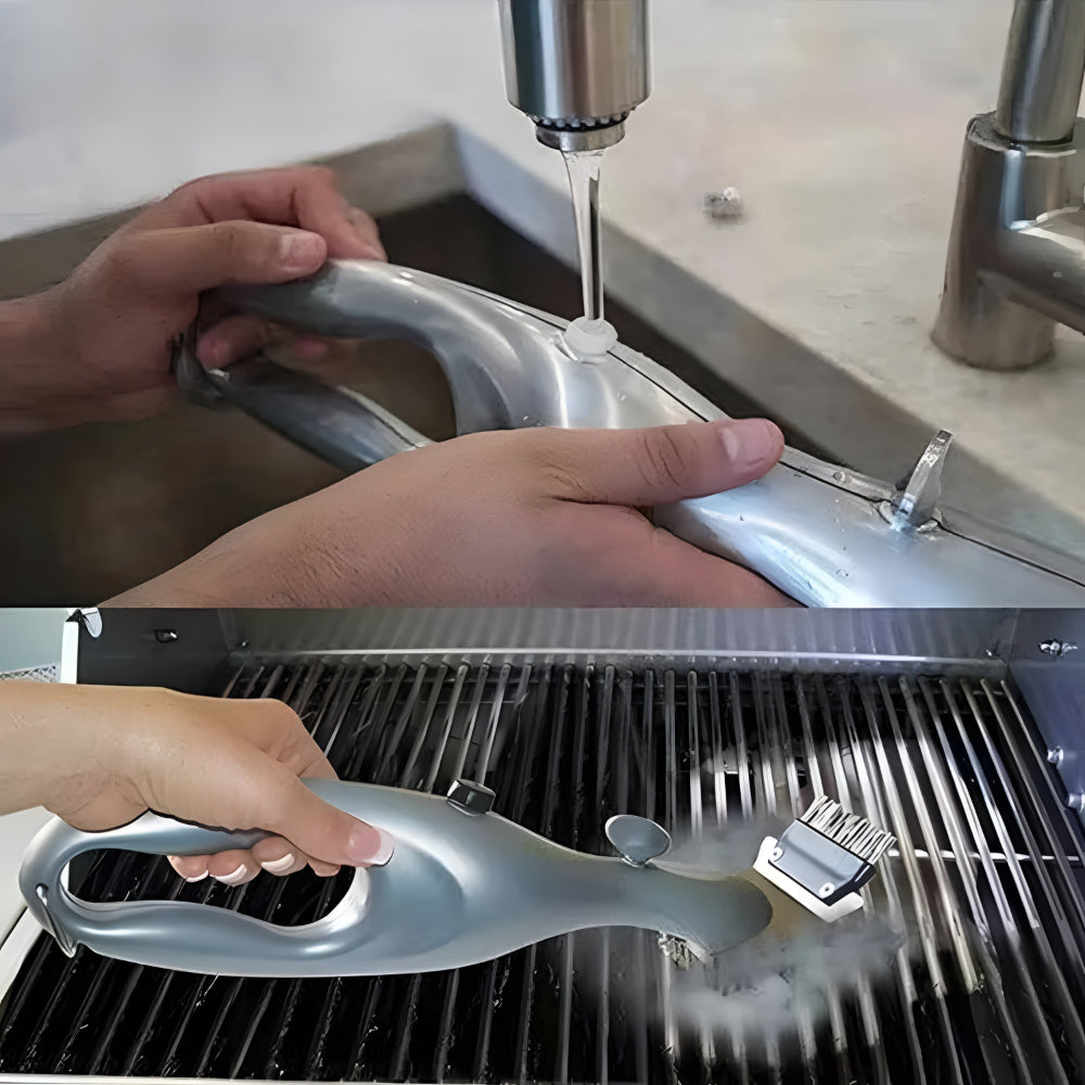 Escova para Churrasco a Vapor em Aço Inoxidável Limpeza de Grelhador