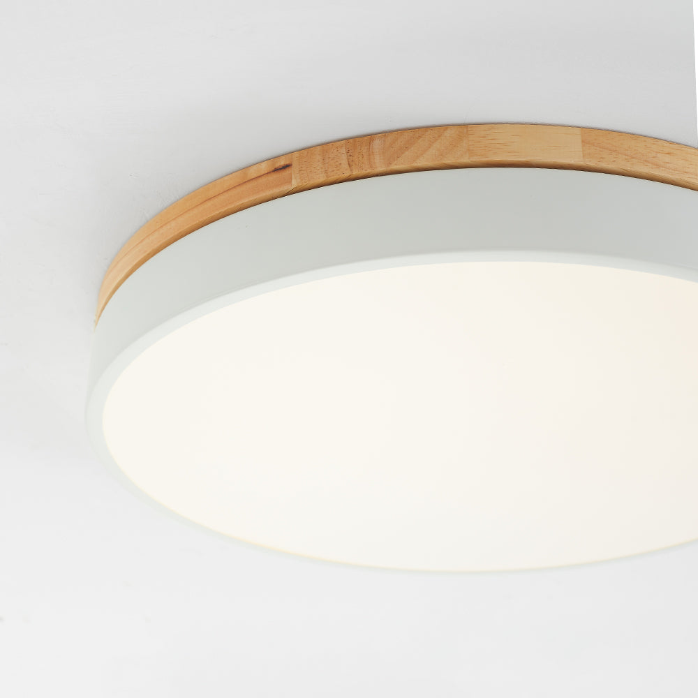 Lámpara de techo moderna Lumière - Blanco gris metal y madera para dormitorio y sala de estar