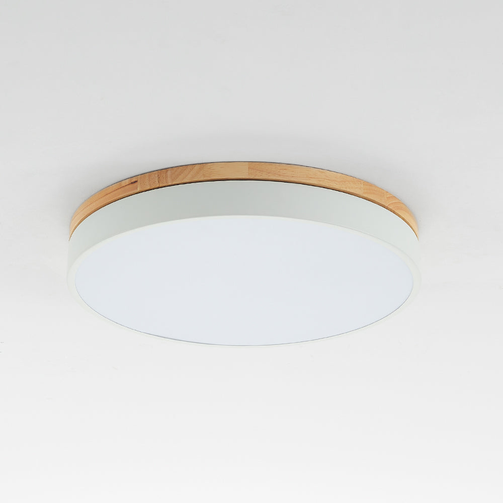 Lámpara de techo moderna Lumière - Blanco gris metal y madera para dormitorio y sala de estar