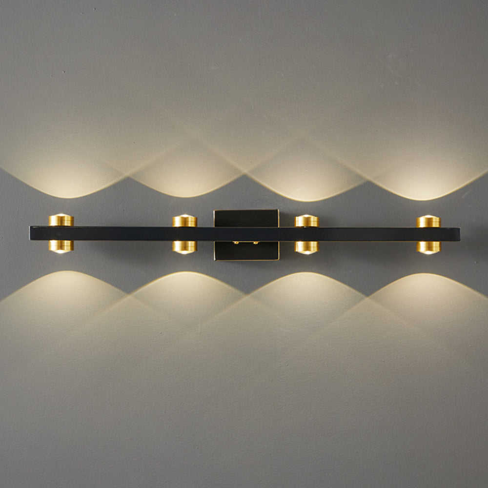 Freja - Lámpara de pared LED moderna, negro/dorado, baño, metal