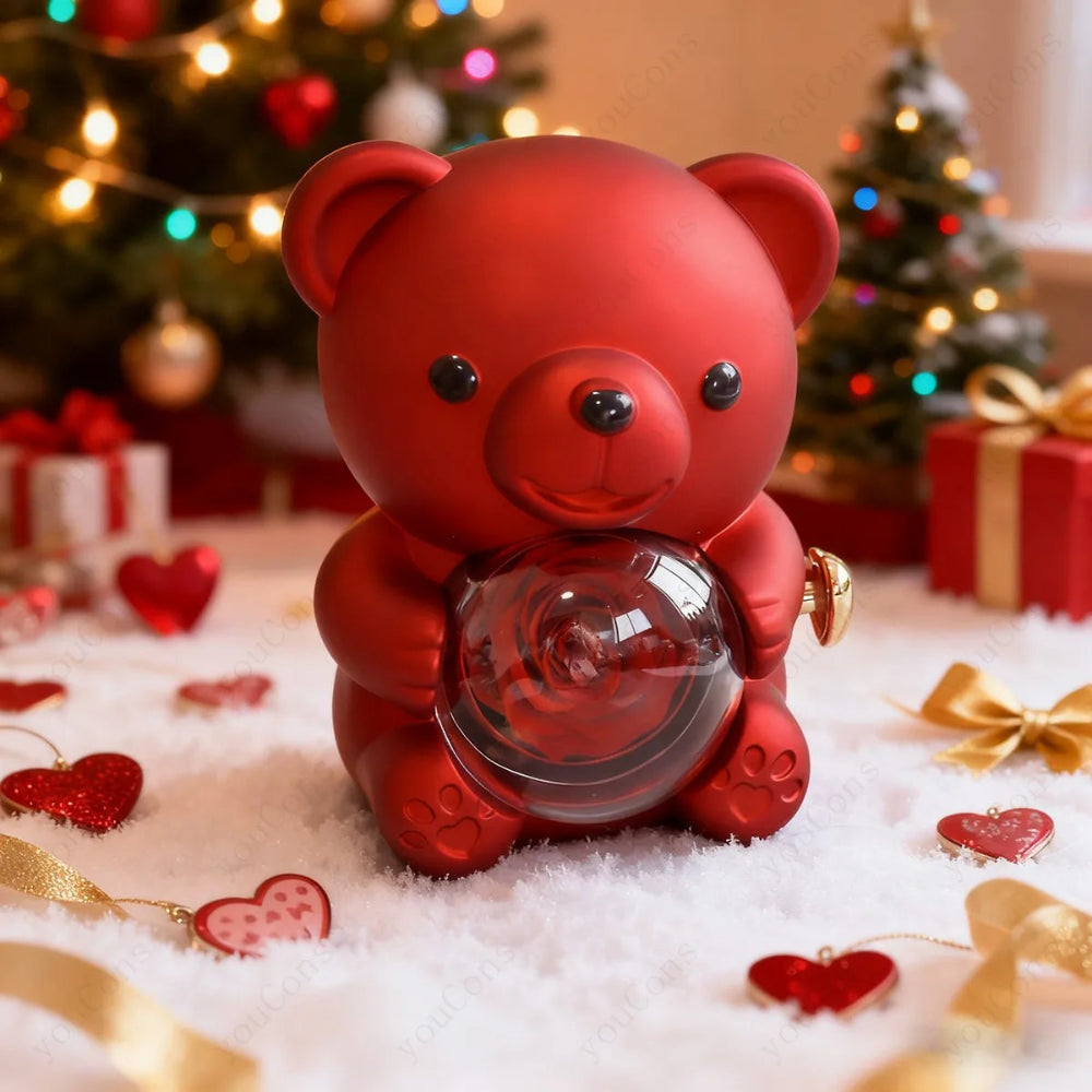 Rode Beer Jewelry Heart Shaped Crystal Silver Necklace