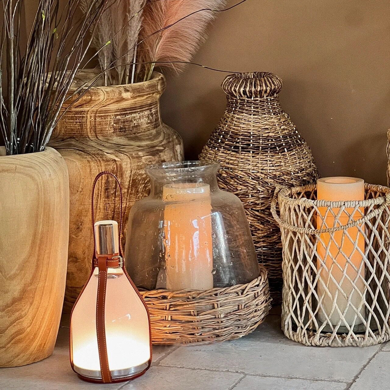 Bell Portable Lederen Glazen Tafellamp