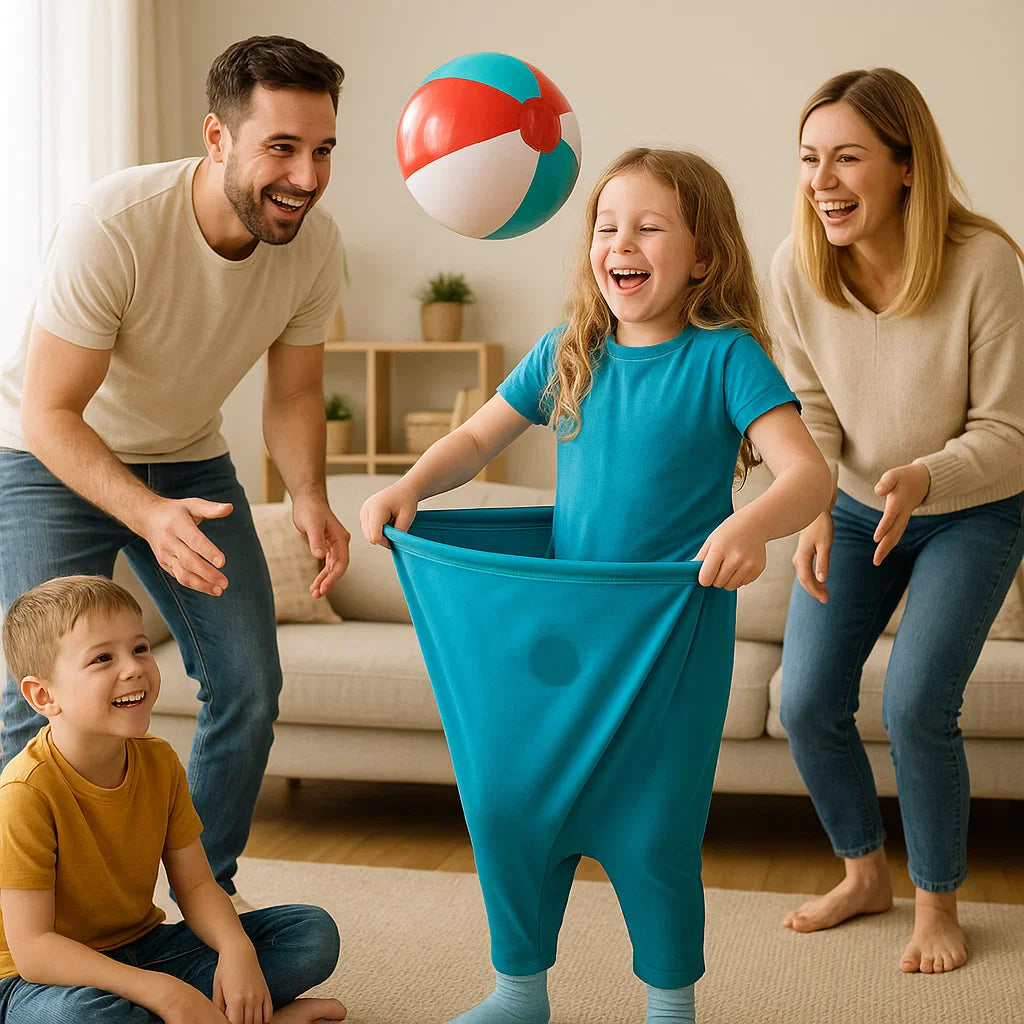 Jogo de Família Calças de Palhaço Apanhar Bolas Diversão Crianças Adultos