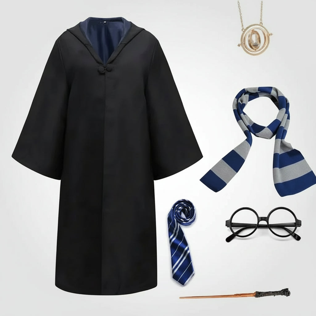 Fato de Feiticeiro para Crianças Faixa Mágica de Hogwarts Varinha Mágica