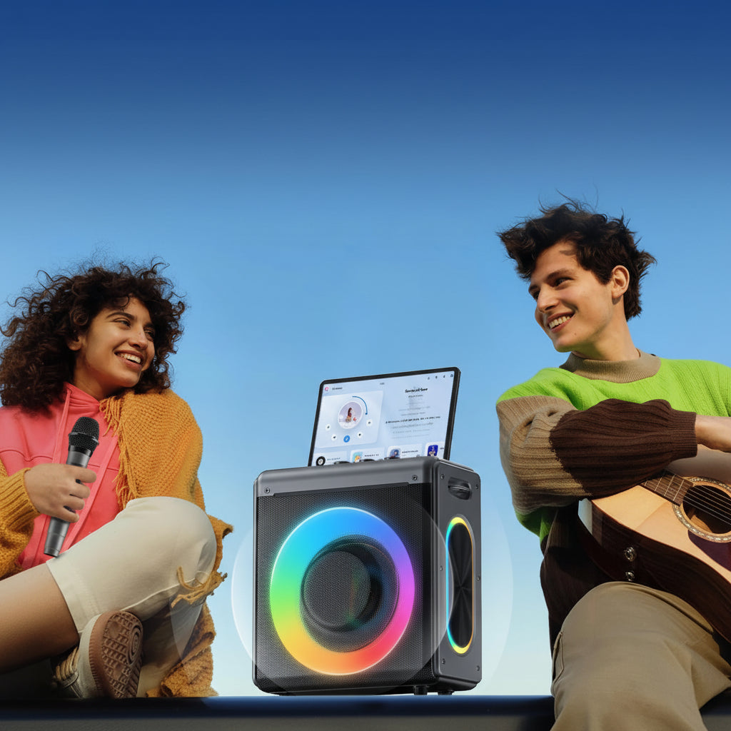 Altoparlante Bluetooth Karaoke Portatile LED Microfoni Wireless
