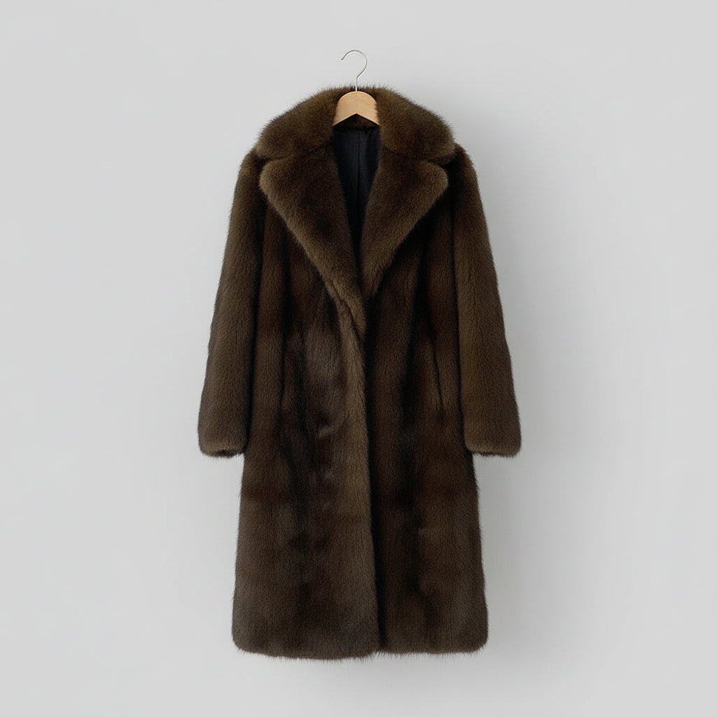 Womens Teddy Faux Fur Long Winter Coat Lapel