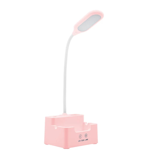 DeskBright - Flexibele LED Bureaulamp met Pen- en Telefoonhouder, Dimbaar & USB Oplaadbaar