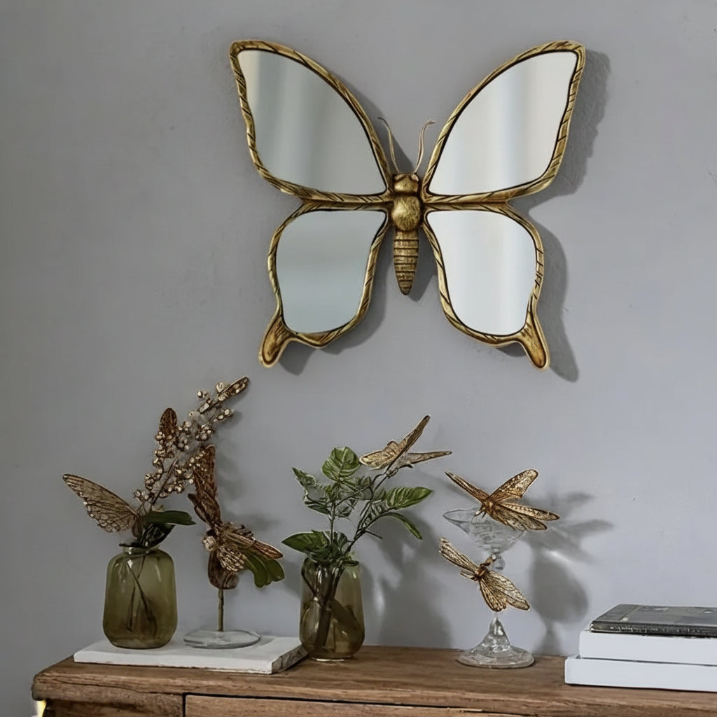 Wanddecoratie Spiegel Libelle Retro Metaal Woonkamer