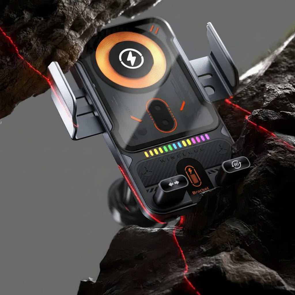 Suporte Automóvel para Telemóvel Carregador Sem Fios de Carregamento Rápido