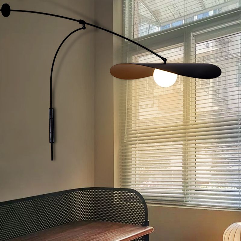 Carins Moderne Wandlamp, Boog, Metaal/Glas, Zwart/Goud, Slaapkamer