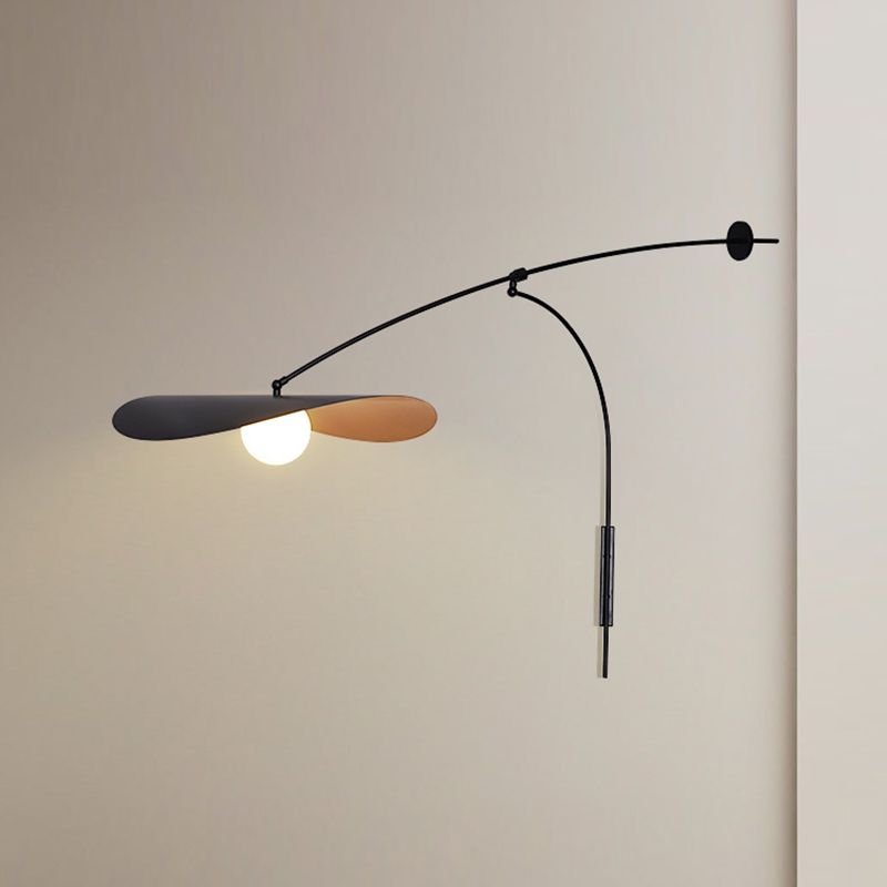 Carins Moderne Wandlamp, Boog, Metaal/Glas, Zwart/Goud, Slaapkamer