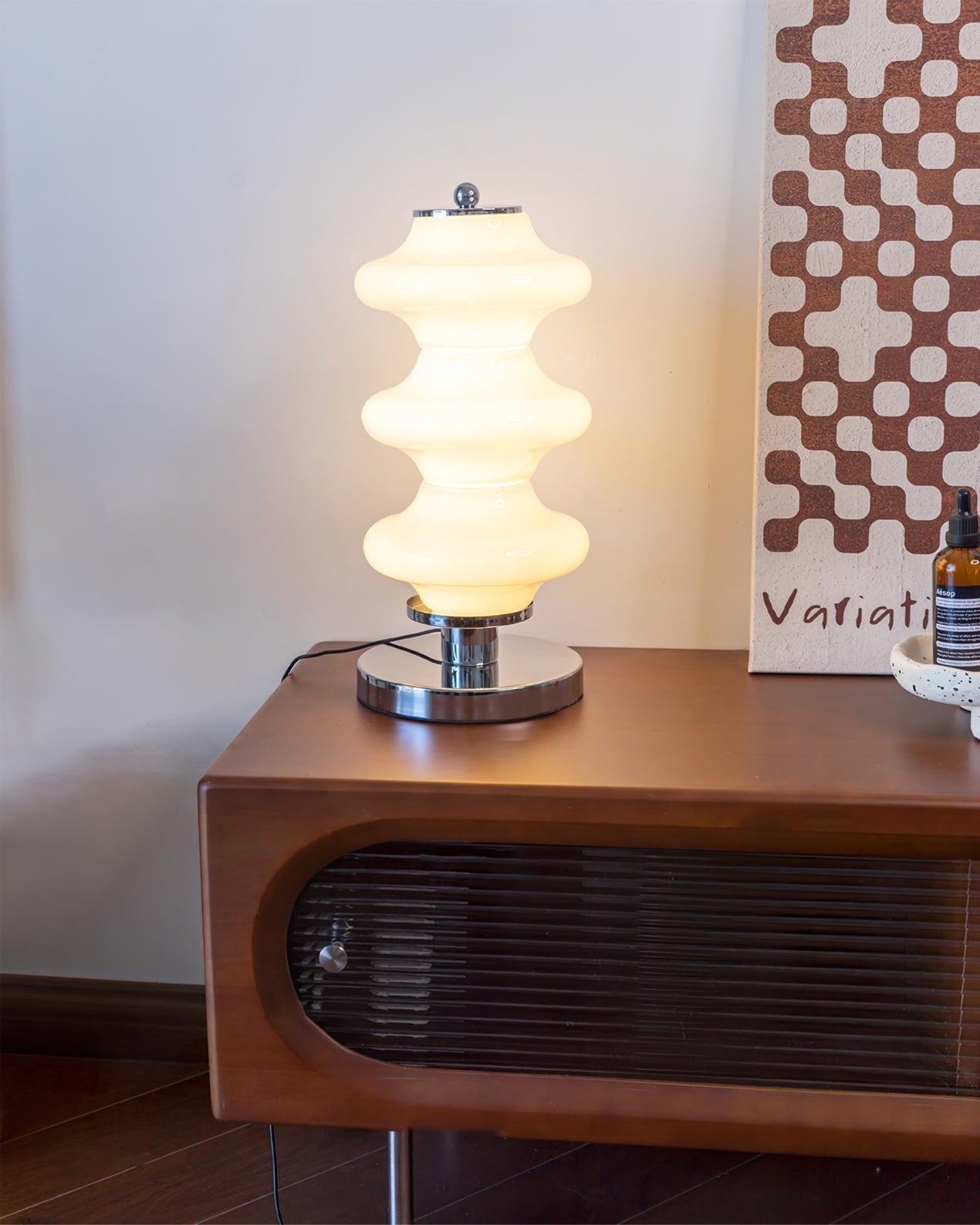 LumiGlas - Elegante Tafellamp met Glazen Lampenkap