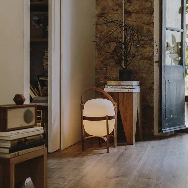 Lámpara de mesa portátil de 1 luz con pantalla de vidrio