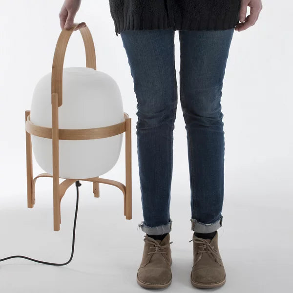 Lámpara de mesa portátil de 1 luz con pantalla de vidrio