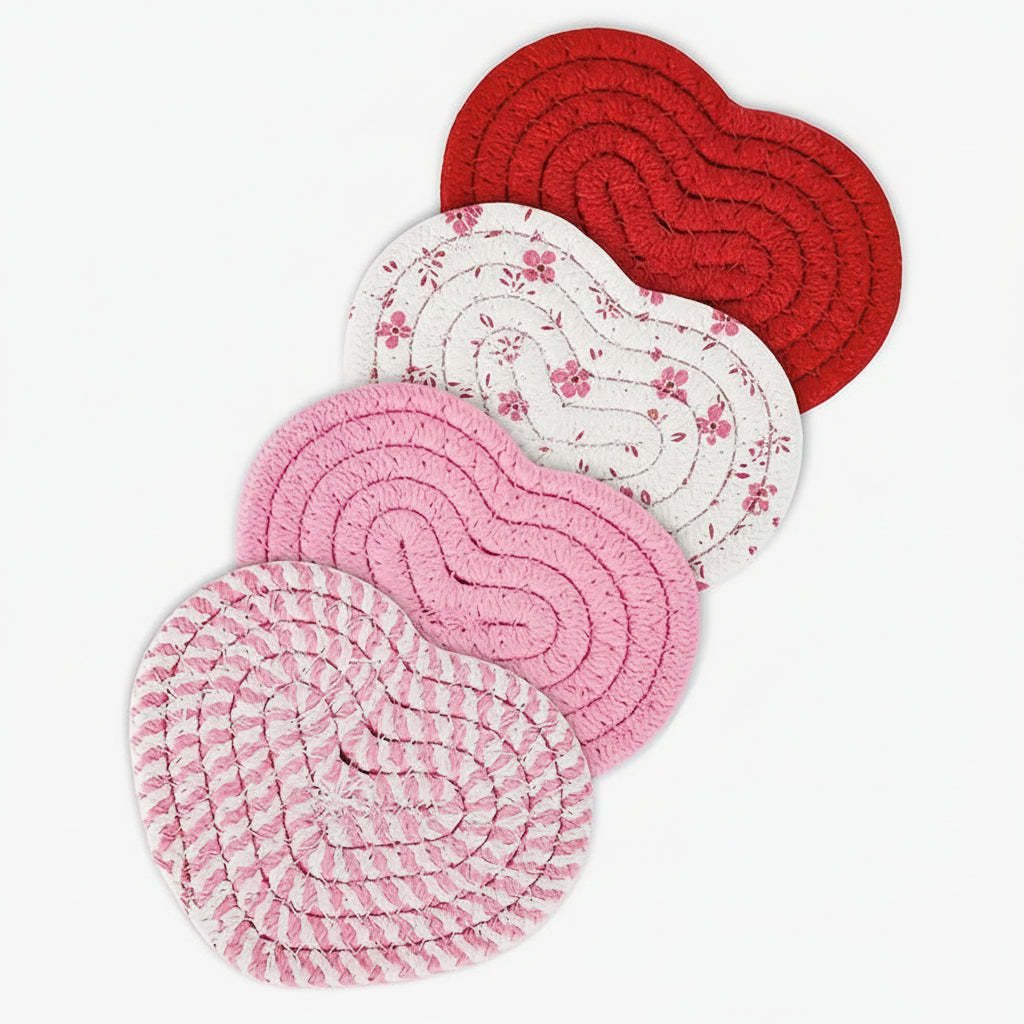 Woven Heart Shaped Coaster Set